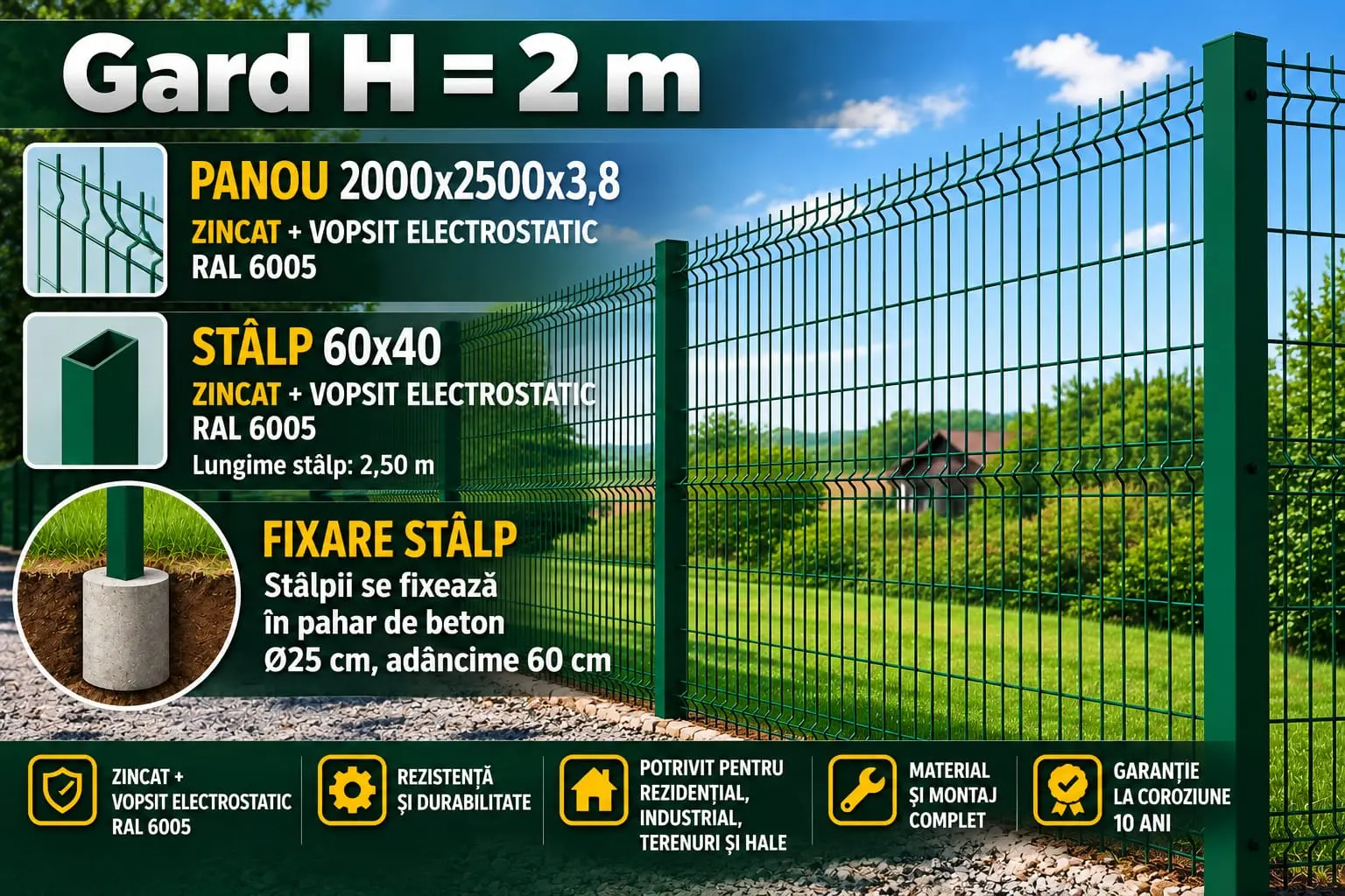Gard H=2m vopsit
